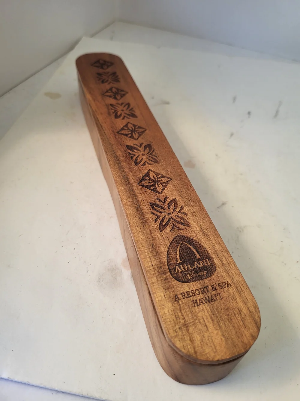 Aulani Resort Disney Acacia Wood Chopstick Box